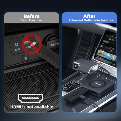 Car TV Mate - Plug & Play, Stable Fast, No Latency - Compatible with Fire TV Stick, SetTop Box, Switch, etc - HDMI to USB Port Converter for The OEM Factory CarPlay Cars - Thumbnail 4