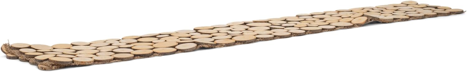 Napco Natural Brown Wood Slices 46.5 x 8.25 Wooden Decorative Table Runner