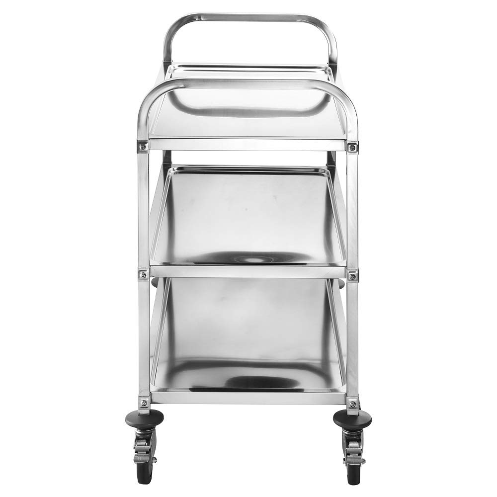 BPT - Carrello da servizio in acciaio inox con 3 ripiani, 200 kg, per ristorante, hotel, scuole