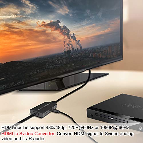 HDMI to SVideo Converter HDMI to RCA Adapter R/L Audio Video Converter Adapter Support 1080P Compatible PS3/PS4, Xbox, Fire Stick, Roku, Blu-Ray Player, VHS, VCR, DVD, STB, Camera etc.