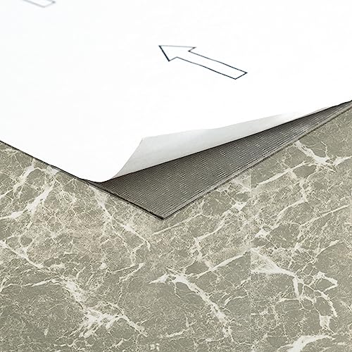 Image of Nexus Self Adhesive 12-Inch Vinyl Floor Tiles, 20 Tiles - 12 inch x 12 inch, Grey Marble - Peel & Stick, DIY Flooring for Kitchen, Dining Room, Bedrooms & Bathrooms by Achim Home Decor
