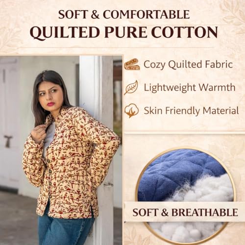 Image of Jackets for women | Cotton Quilted Reversible Short Jacket | Double Sided Warm Outerwear Coat for women |Jacket for women winter wear