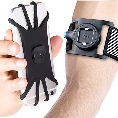 iNeibo Detachable Cell Phone Armband, Adjustable Phone Holder for Running, Hiking, Walking, Exercise Arm Band for iPhone Xs XR X 8 7 Plus Samsung Galaxy S10 S9 S8 with 2 Adjustable Band (Long & Short)