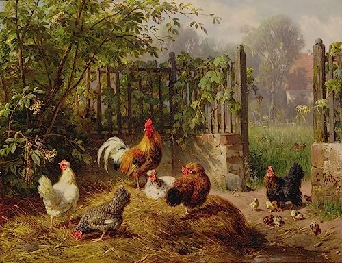 Toile coq avec poules et poussins : offrez un charme rustique
