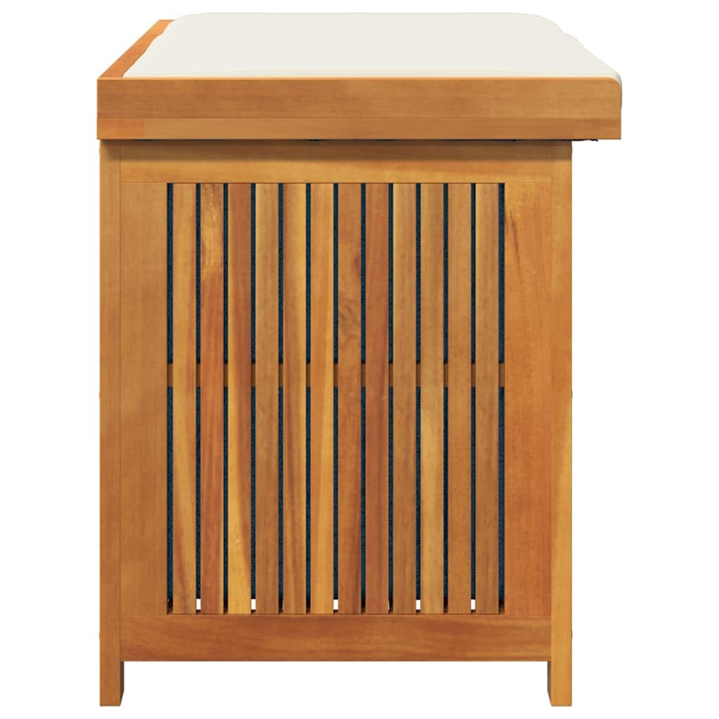 Scatola per cuscini per esterni, 90 x 50 x 60,5 cm, in legno massiccio acacia | Stoccaggio Giardino, Borsa Impermeabile Integrata, Doghe Ventilate, Coperchio Antipolvere