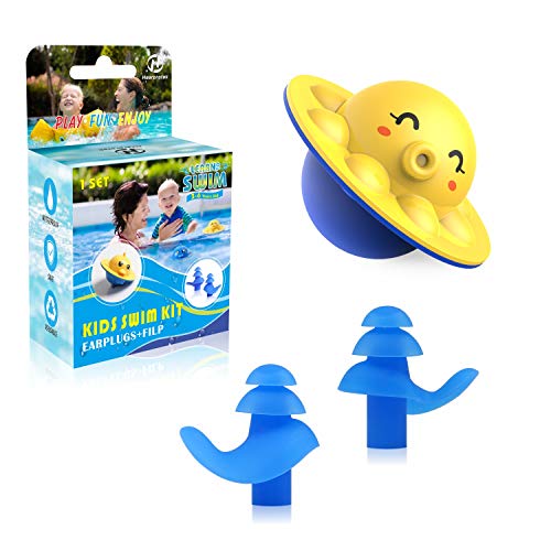 Hearprotek Swimming Pool Game Bath Toys for Kids + Kids Swim Ear Plugs for Bathing, Swimming Training and Other Water Games for Babies Boys Girls Toddlers(Octopus)