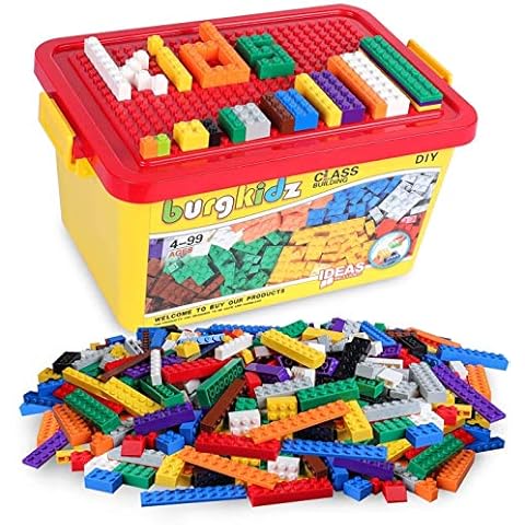 burgkidz Building Bricks 568 Pieces Toys, Classic Building Blocks Includes Wheels, Door, Window, Compatible Bulk Block with Storage Box and Baseplate, STEM Educational Gift for Kids 3+ Year Cover