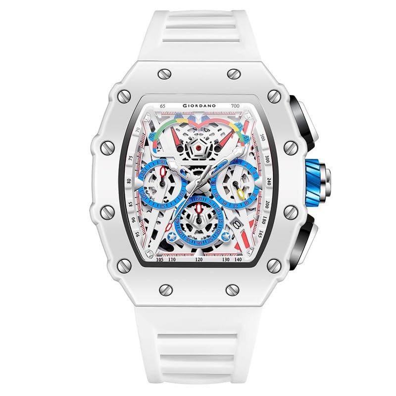 Image of Giordano Multifunction Watch for Men with Day, Date, and 24-Hour Sub-Dial, Water Resistant Square Dial Unique Design