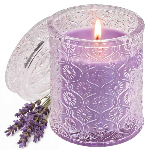 YD LIFE Duftkerze im Glas mit Deckel Geschenke für Frauen Lavendel-Duft 200g Natürliche Sojawachs-Kerze Brenndauer 50 Stunden Perfekte Geschenke für Geburtstage Feste Party und Treffen