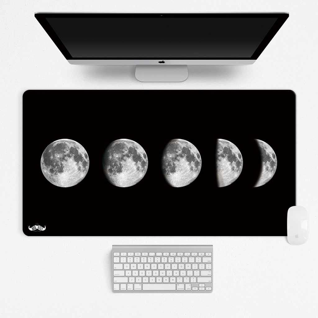 Tapis de souris XXL antidérapant au design lune noire 3D - 7
