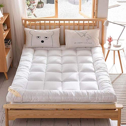 QXTT Matelas De Tatami Futon Pliable 2 Places 10cm Épaissir Le Matelas De Couchage Japonais Épais Tapis De Lit Moelleux Ultra-Douce Plancher Pad pour Dortoir Étudiant Chambre,White-90 * 200cm Cover
