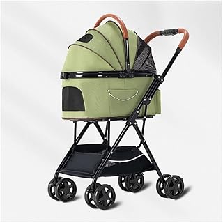 Carrinho para animais de estimação para cães/gatos pequenos e médios Carrinho de estimação para cães e gatos Carrinho de bebê separável para cães Carrinho de bebê Carrinho de bebê com 4 rodas Carrinhos de passeio leves e dobráveis (verde)