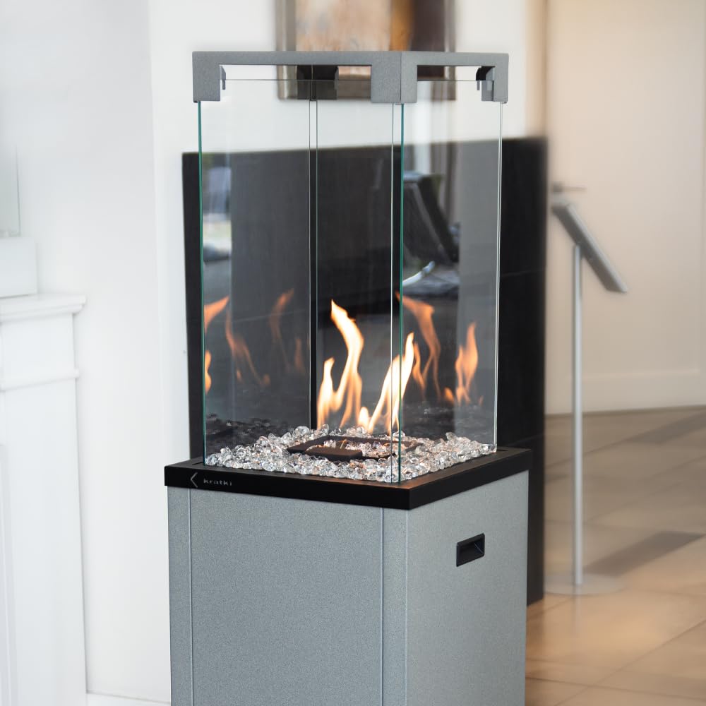 KRATKI Stufa da terrazza a gas 144,4 x 37 x 37 cm 8,2 kW con riduttore | Riscaldatore a gas per patio, 8,2 kW, con riduttore, per giardino, giardino, caminetto, patio, esterno; Potenza nominale 8.2