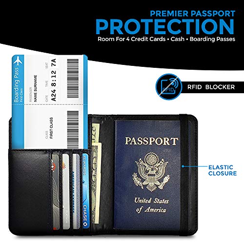 Leather Passport Holder W/Rfid Shield - Privacy Passport Wallet + 2 Matching Luggage Tags #TOP1