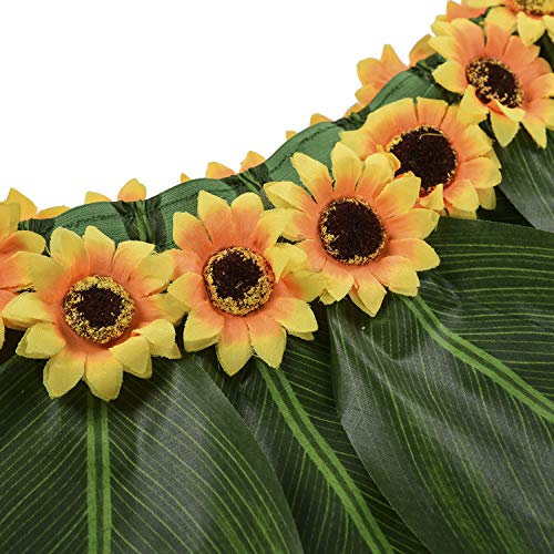 KEFAN Leaf Hula Skirt and Hawaiian Leis Set Grass Skirt with Artificial Hibiscus Flowers for Hula Costume Party (A)