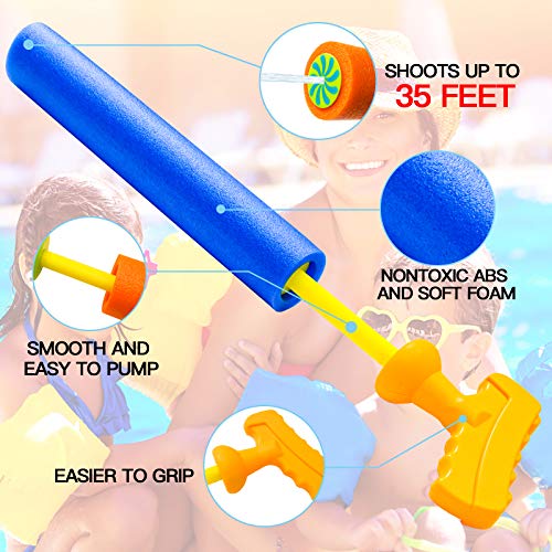 Scientoy Water Gun, 8 PCS Pool Toys,16"-24.8" Squirt Gun for Kids with 35FT Long Shot Water Cannon for Adults&Kids&Boys&Girls, Blaster Foam Shooter Set Pool Toys in Summer Swimming Pool&Beach