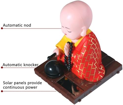 Miniatura 3 de Andy's Orchids Figura de monje pequeño, juguetes solares, juguete de baile de cabeza agitada, figuras de muñeca monje budista, estatuas, tablero de