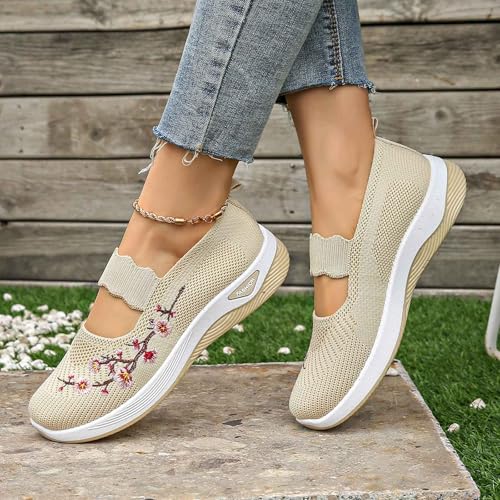 Chaussures décontractées femmes beige 37 brodées légères