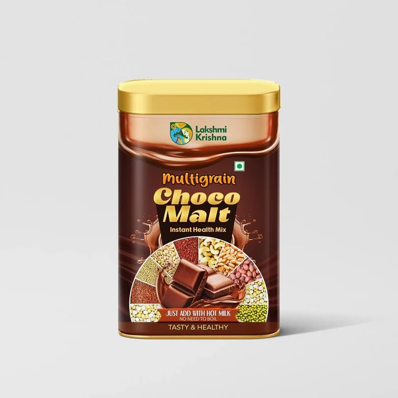 Image of Lakshmi Krishna Naturals Choco Malt 250g | Multi Grain Instant Health Drink Mix with Natural Cocoa | Energy & Nutrition Booster