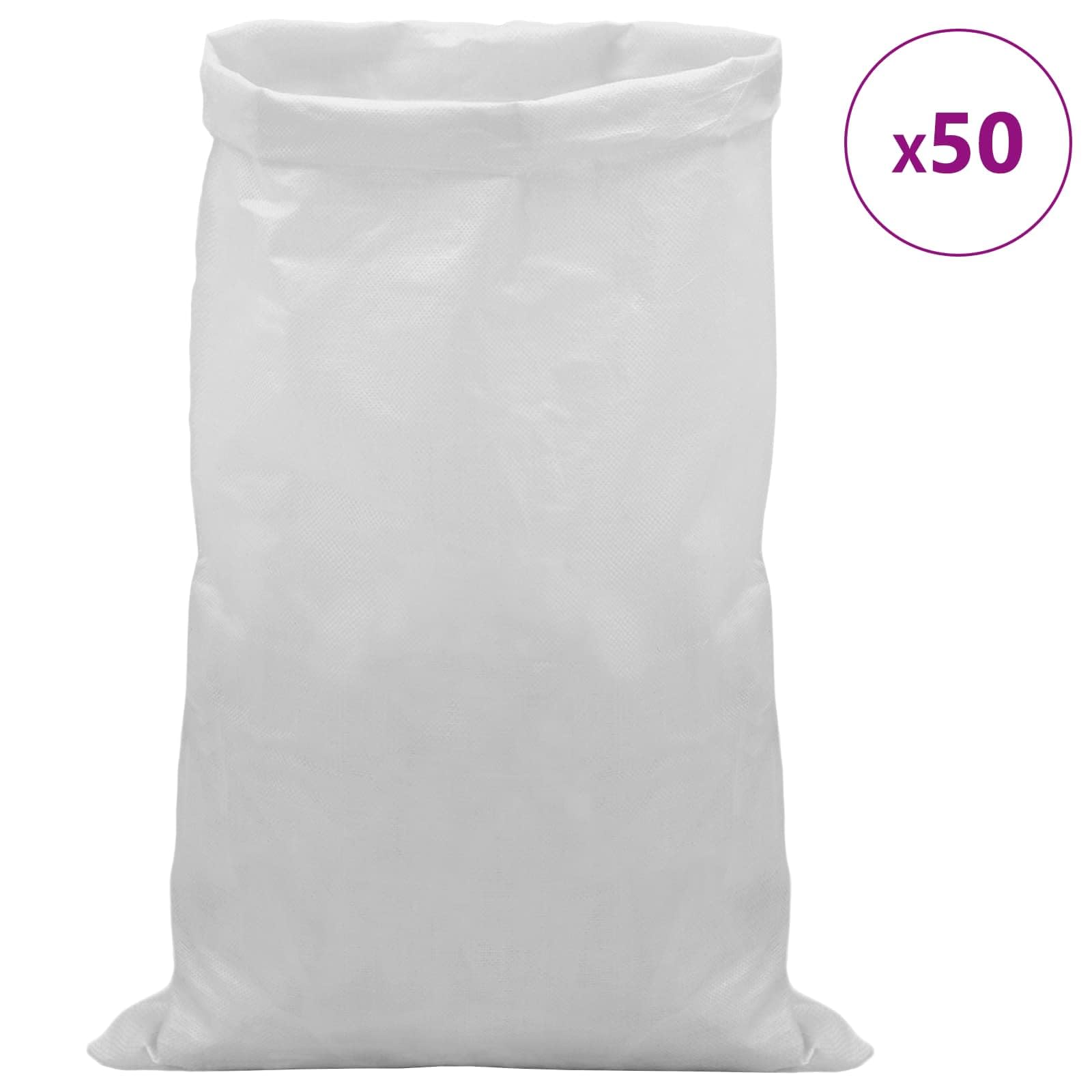 Torby tkane PP 50 sztuk białe 65x115 cm Przechowywanie na zewnątrz