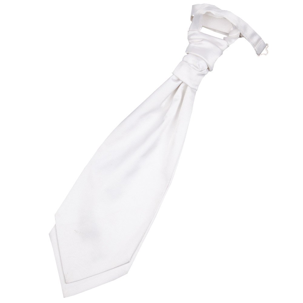 DQT Boys Plain Satin Pre-Tied Scrunchie Cravat - Wedding Pageboy Formal - White