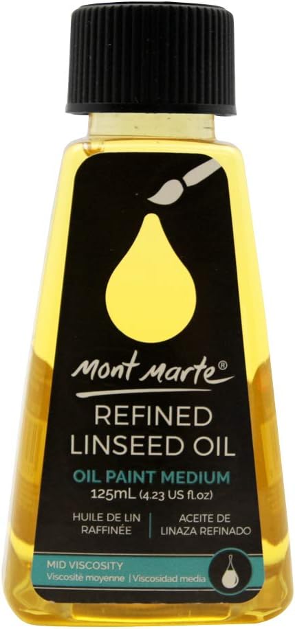 Premium Refined Linseed Oil 4.2 Fluid Ounce (125ml) Enhance Oil Paint Flow, Increase Gloss