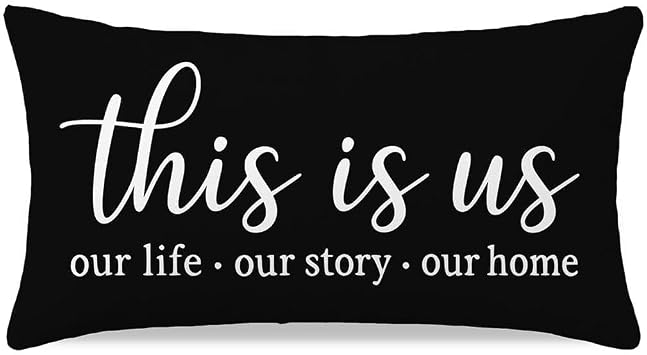 Decorative Throw Pillow Cover 12x20 Inch This is Us, Black White