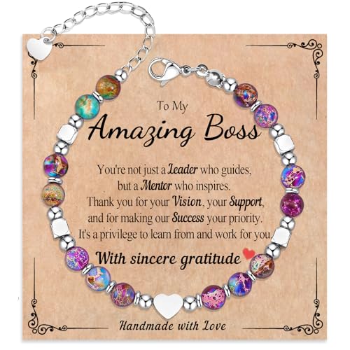 Image of Gifts for Women & Girl, Healing Natural Stone Beads Heart Bracelets with Quote Card, Back to School Valentines Mothers Day Graduation Christmas Birthday Gifts