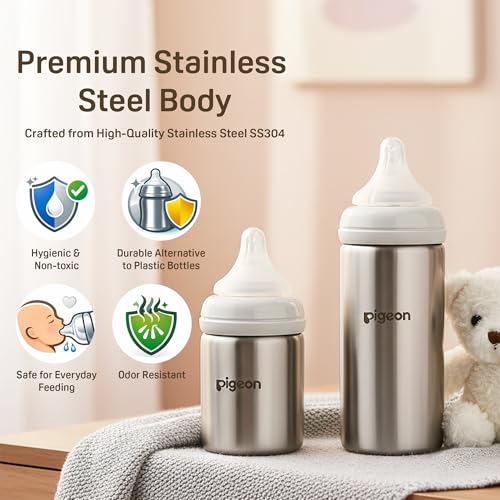 Image of Pigeon Softlatch 2.0 Steel Bottle 250ml | Baby Feeding Bottle