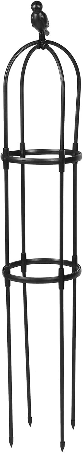 Iron Art Climbing Plant Trellis for Outdoor Garden, Decorative Potted Plant Support Stand, Black Metal Vine Climbing Frame 25cm Diameter X 120cm Height
