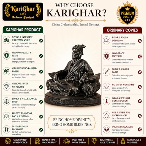 Image of KariGhar Resin Shivaji Rajeshahi Fantasy Idol Perfect For Car Dashboard And House Warming Multicolor,6.5 X 8.2 cm