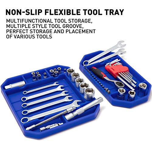 Aocoom 3Pcs Large Non-Slip Flexible Tool Tray, Tool Mat, Tool Organizer, Tool Storage, Tool Holder, Grip Mats, No Magnets (Blue) #TOP2
