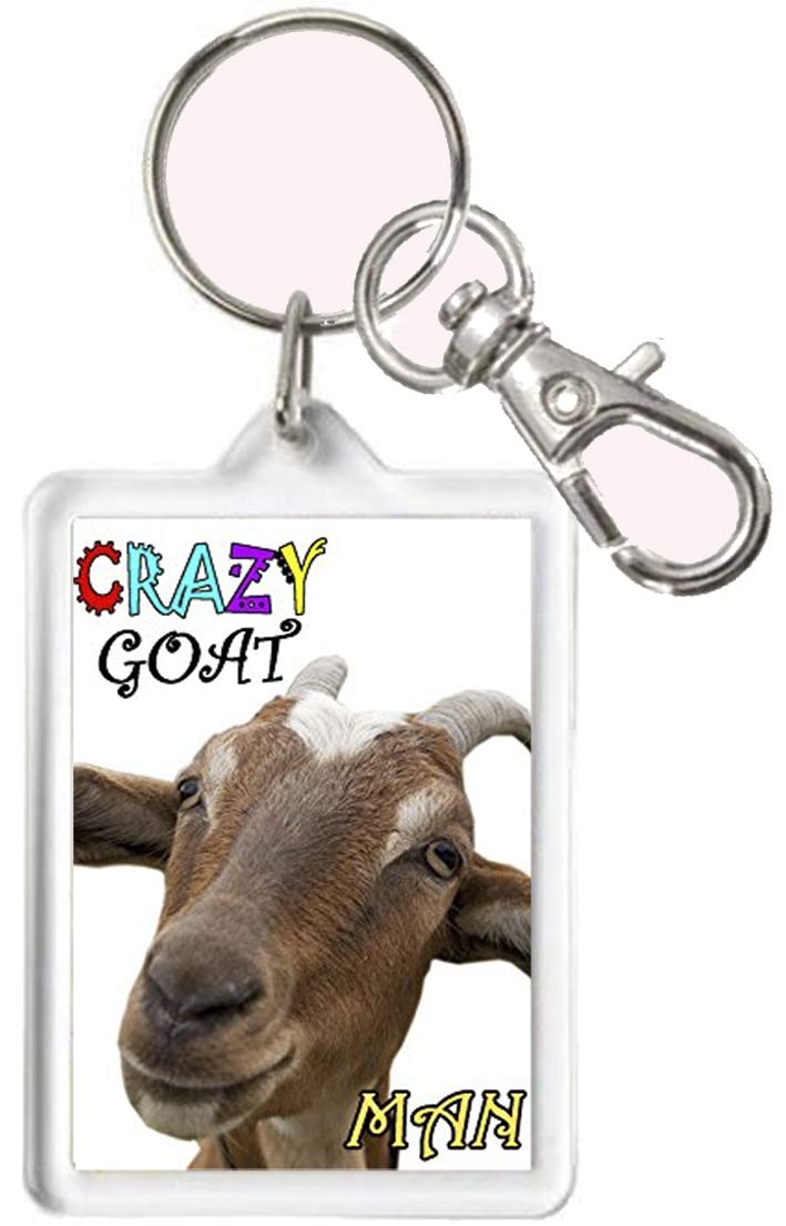 Kazmugz Multicolor Goat Keyring, Crazy Goat Man. Can Be Personalised. Matching Ceramic Goat Mug And Acrylic Coaster Available