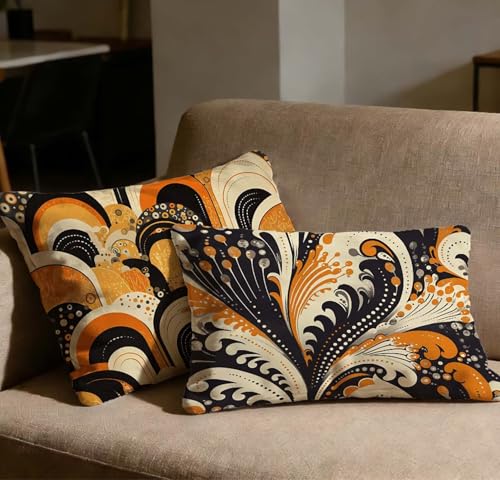 Taie oreiller 60x80 lot de 2 housse de coussin orange velours rectangle