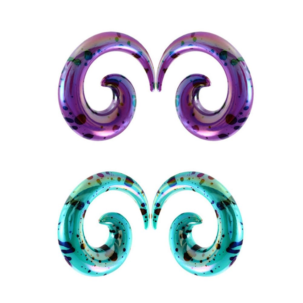 Acrylic Spiral Snail Ear Tapers Plugs Tunnels Expander Gauges Twist Earrings Stretching Hanger Body Piercings Jewelry 2 Pairs Set Purple Green Color Y2K Jewelry