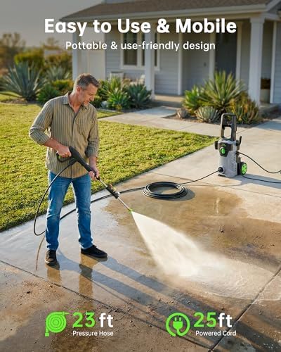 Pressure Washer Etoolab Power Washer with 4 Nozzle Tips,4500PSI Max 2.6 GPM, High Pressure Washer with Foam Cannon - Ideal for Driveway, Deck, Patio, Fence, and Car Cleaning - 1