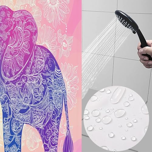 Rideau de douche éléphants en polyester lavable machine - 4