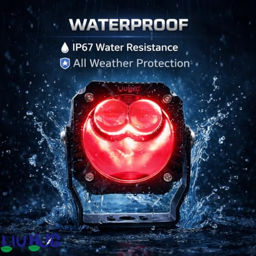 Image of LIU HJG Wiring Harness 3 Lens Goriila Fog Light High Brightness Waterproof & Dustproof 120W 12V DC Power Yellow, White, & Red Devil Eye Light Reflection Universal fit All Bikes And Car Models Pack 2