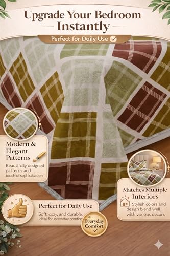 Image of IVAZA Luxury Ultrasonic Punch AC Comforter Blanket - Quilted Microfiber Floral Pattern, Lightweight Breathable All‑Season Blanket for Bedroom, Travel (Singled Bed,228x152 CM)