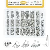 Kadrick 304 Stainless Steel Screws,1290 Pcs M2 M3 M4 Metric Screw Assortment,Hex Socket Button Head Cap Bolts Nuts Washers Kit with 4 Wrenches