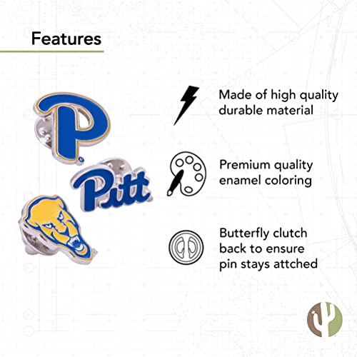 Image of Desert Cactus University of Pittsburgh Lapel Pin PITT Panthers Made of Metal for Formal Wear, Bag and Hat Jewelry, and Tie Tack (Pin Set)