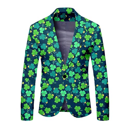 St Patricks Day Suit for Men 2 Piece Plus Size Shamrocks Slim Suits Pants Irish Green Clover Funny Long Sleeve Dress Outfits4