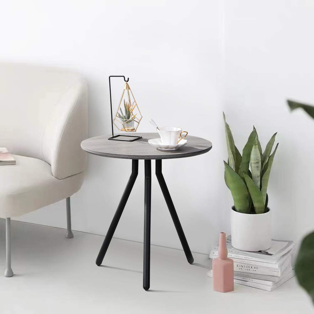 GOLDFAN Table d'appoint en Bois Table d'appoint Ronde Design Petite Table Basse de Salon Table de Chevet, Brun Clair