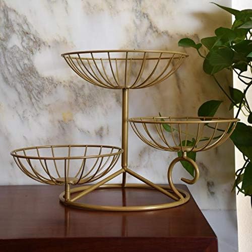 Drawihi 3段 フルーツスタンド フルーツバスケット 北欧 フルーツボウル ステンレスケーキスタンド お菓子・果物収納かご ブラック/シャンパンゴールド/ホワイト3色展開 フルーツ・果物・デザート・小物入れ インテリア 雑貨 強く長持ち 果物収納