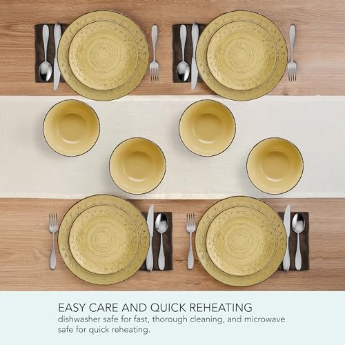 Image of Pfaltzgraff Trellis Sunflower 12 Piece Dinnerware Set, Service for 4, Yellow