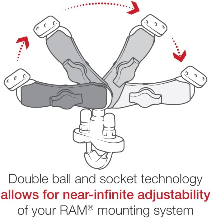 Miniatura 4 de RAM Mounts Manillar U-Bolt Montaje de bola doble RAM-B-149ZU con brazo mediano para rieles de 0.5" a 1.25" de diámetro