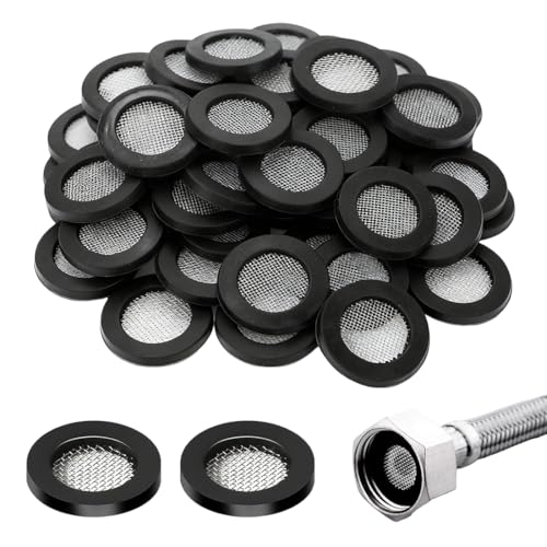 JRYXDS 50 Pièces Joint Torique Joint Pomme De Douche Filet Filtre En Acier Inoxydable Joint Rondelle En Caoutchouc Avec 40 Maille Pour 1/2 Pouces Têtes De Douche