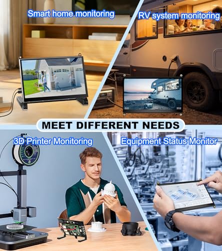Image of 7 Inch Touchscreen Monitor Compatible with Raspberry Pi, 1024x600 IPS Portable HDMI Touch Screen Display Compatible with Raspberry Pi 5 /4B /3B+ /3B /B+ Jetson Nano Win11 /10 /8 /7