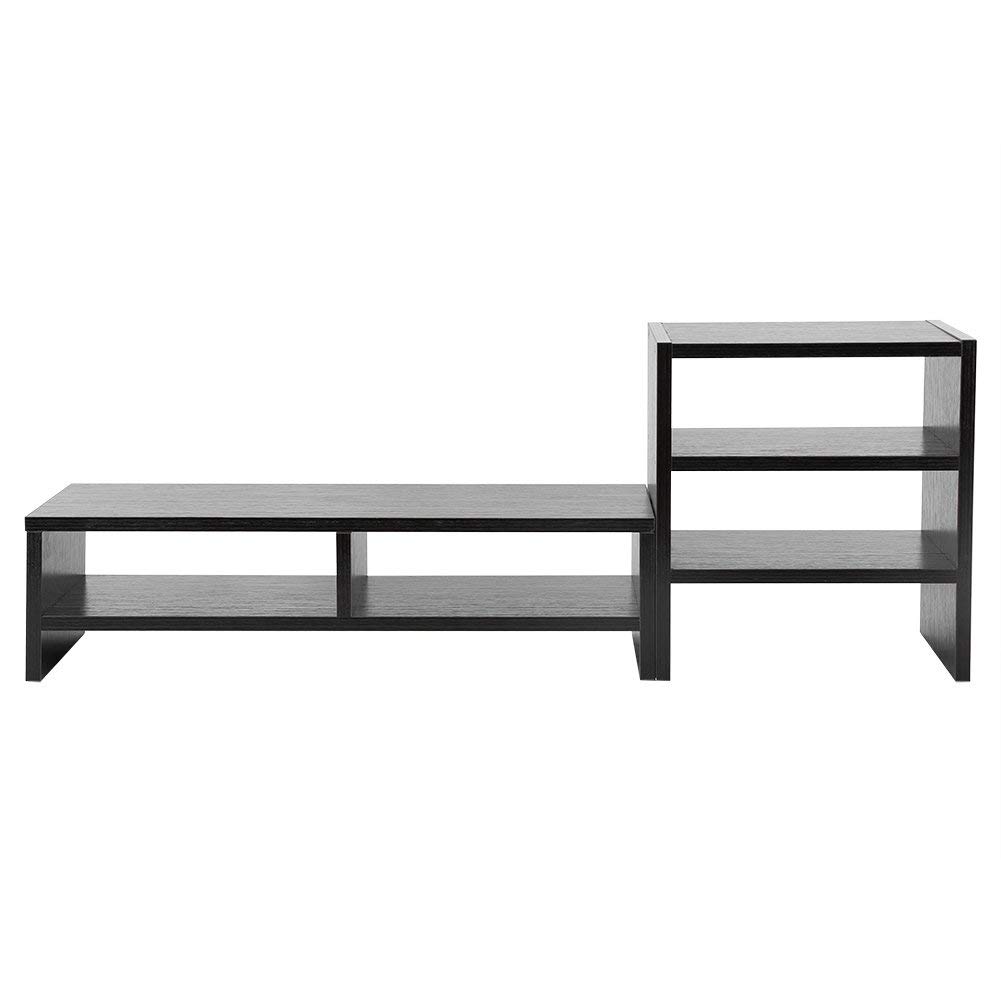 Supporto per monitor da scrivania in legno con 2 ripiani per laptop e 3 ripiani per PC, supporti per stampante, alzate per schermo TV, organizer per scrivania