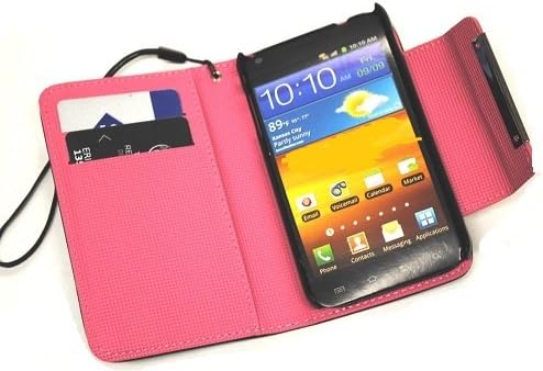 OOKi (TM) Hot Pink Deluxe Folio Ultra Wallet Leather Case with Credit Card Holder and Magnetic Closure for T-mobile Samsung Galaxy S2 T989